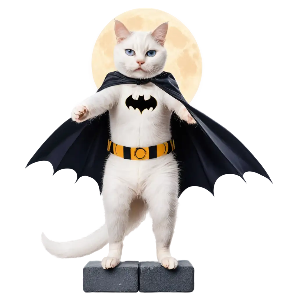 Epic-White-Cat-as-Batman-PNG-Image-Nighttime-Adventure-on-a-Building-with-Full-Moon