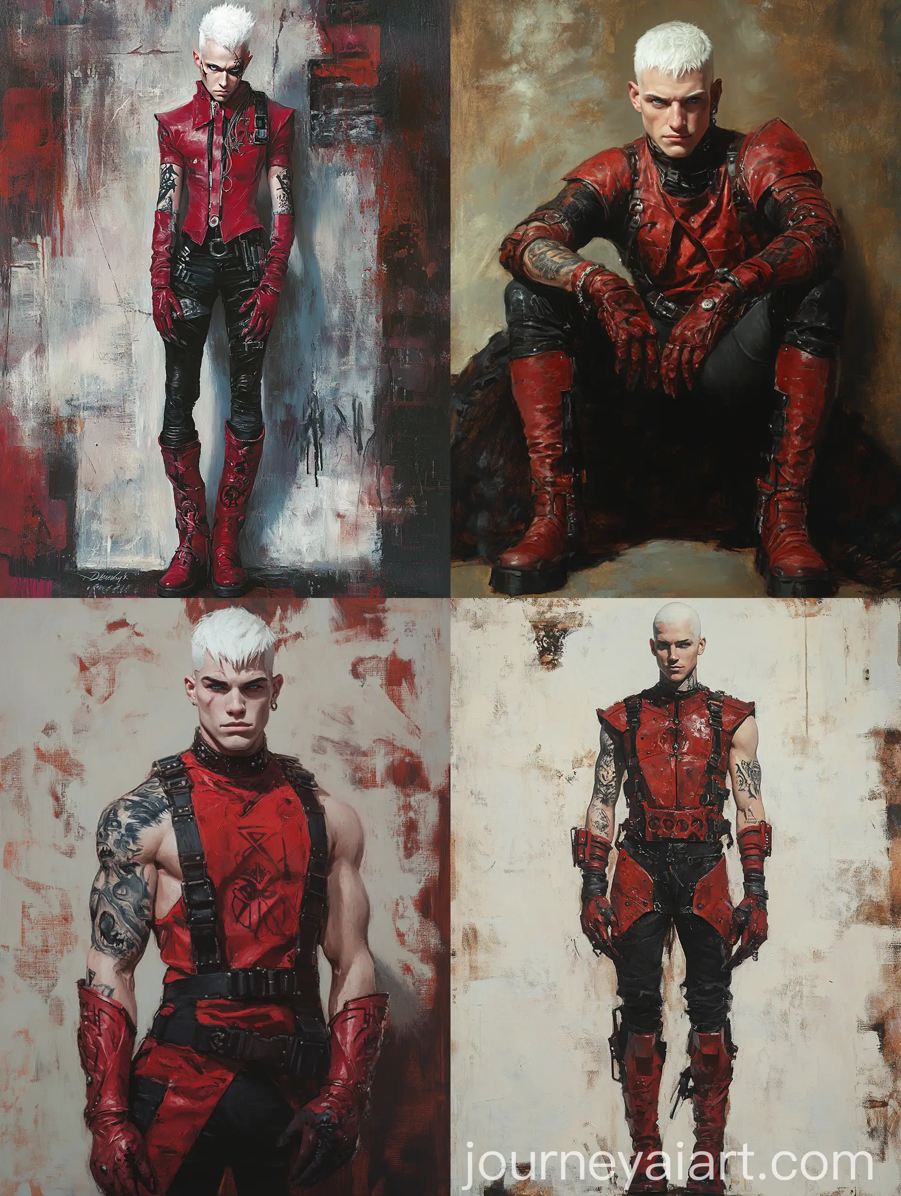 Sarcastic-Tall-Man-with-Tribal-Tattoos-in-Red-Futuristic-Armor