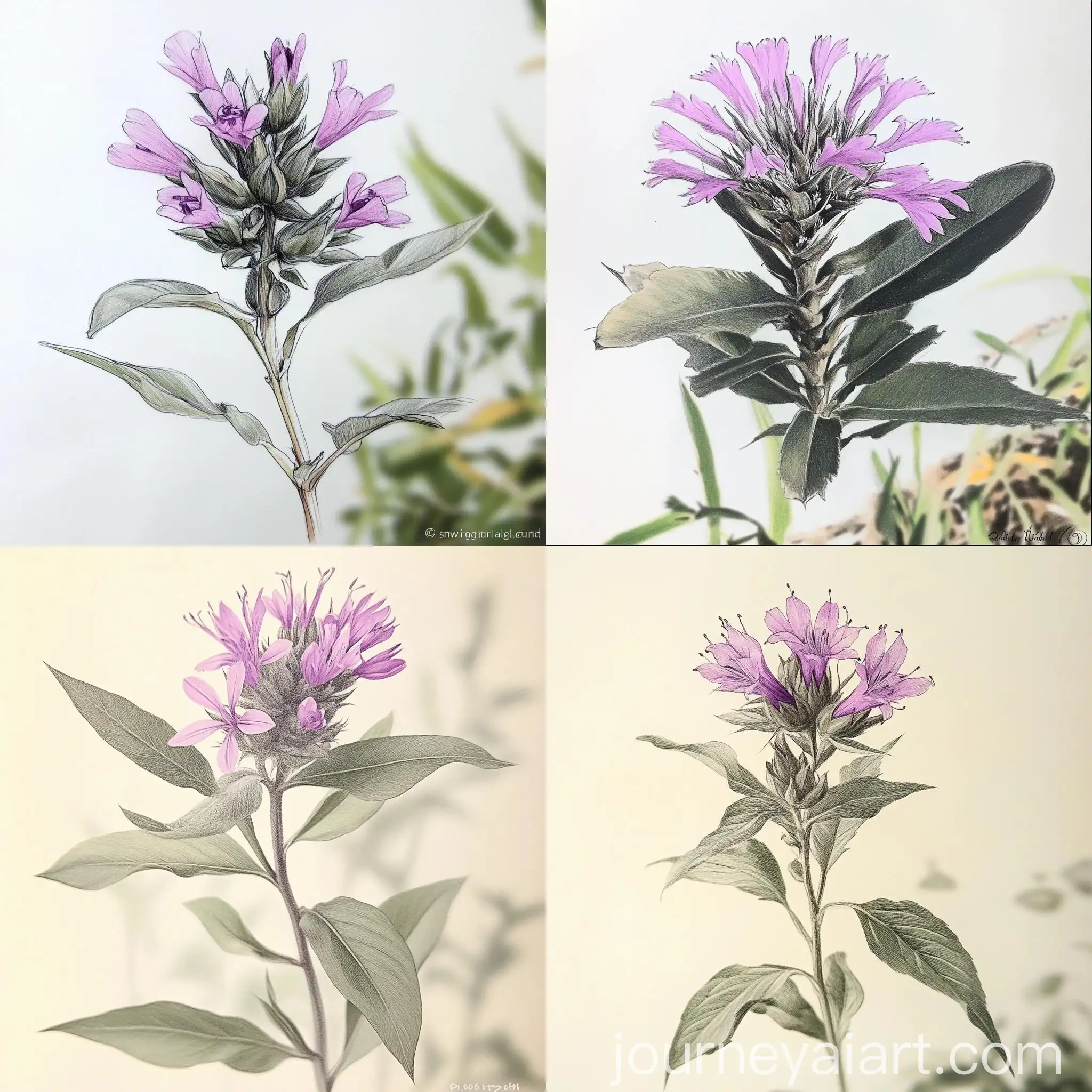 Sketches-and-Drawings-of-a-Plant-with-Intricate-Patterns-and-Details