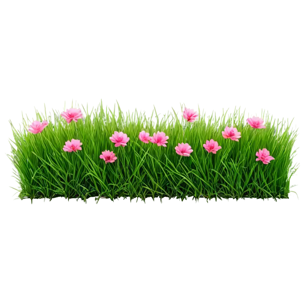 Dark green grass with pink flowers