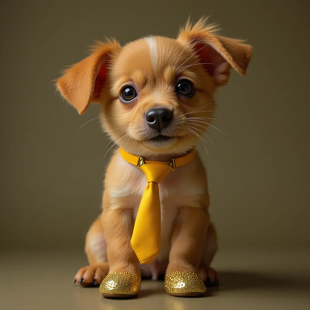 Miss pigi golden shoes and tie portrait 75mm