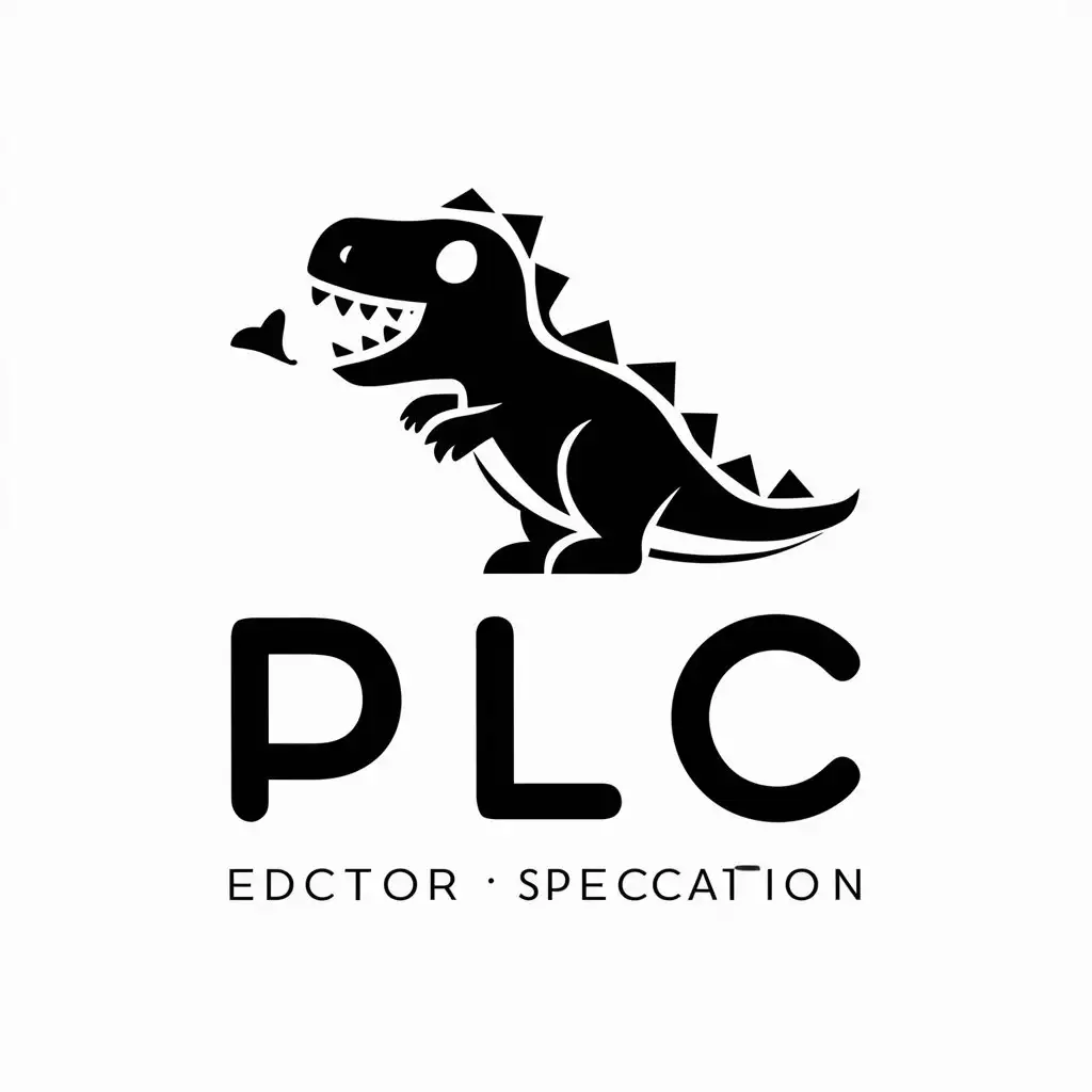 LOGO Design for PLC Minimalistic Black White Dinosaur Play Theme