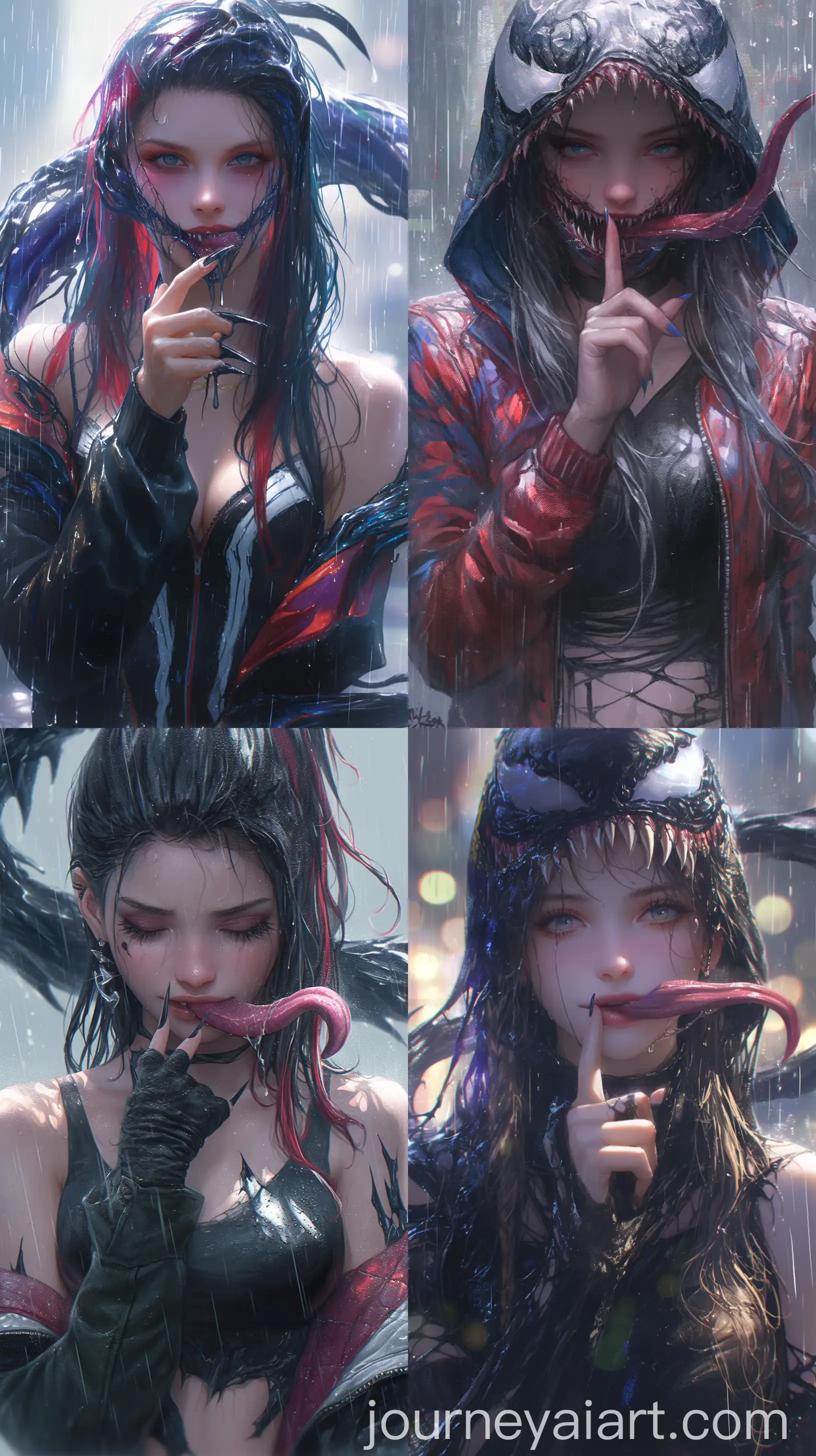 Venom-Character-Girl-in-the-Rain-with-Sweet-Shame-Pose
