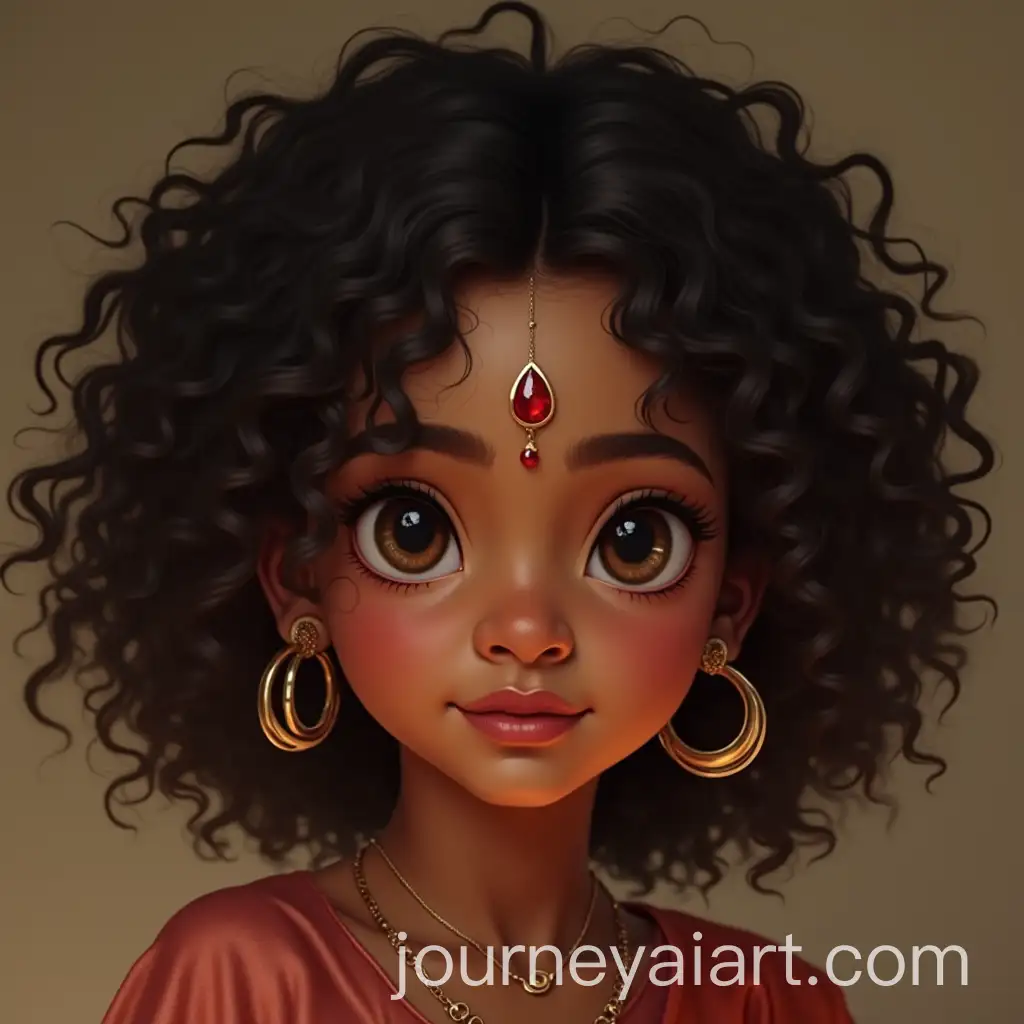 Tamil-Girl-with-Bindi-and-Curly-Hair-in-a-Vibrant-Setting