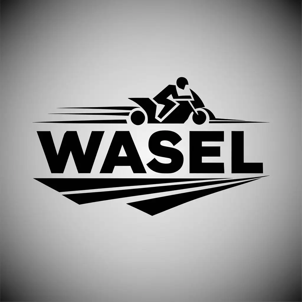 a vector logo design,with the text "WASEL", main symbol:Make me a logo from the word “WASEL”, which is the name of the company that delivers orders to homes via motorcycle. The overall design features a sense of acceleration, with geometric shapes that give a competitive advantage. The logo evokes a feeling of fast delivery and an adrenaline-inducing experience, perfect for a company that delivers orders via motorcycle., illustration,complex,be used in connect industry,clear background