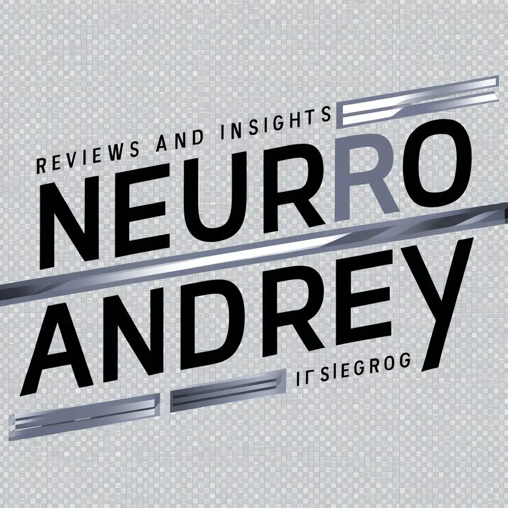 a logo design,with the text "neuroandrey", main symbol:Modern, sleek text logo design. Main text 'neuroandrey' in bold, sans-serif tech-inspired font. Smaller text 'Reviews and Insights' underneath in a thinner, complementary font. Text arranged in two lines, centered composition. Color scheme matching the AI head logo: primarily black or dark gray with golden or light gray accents for contrast. Clean, minimalist design with sharp, crisp lettering. Futuristic and professional appearance. No images or graphics, text only. The design of the whole composition is made on a transparent background, without a colored background,complex,clear background