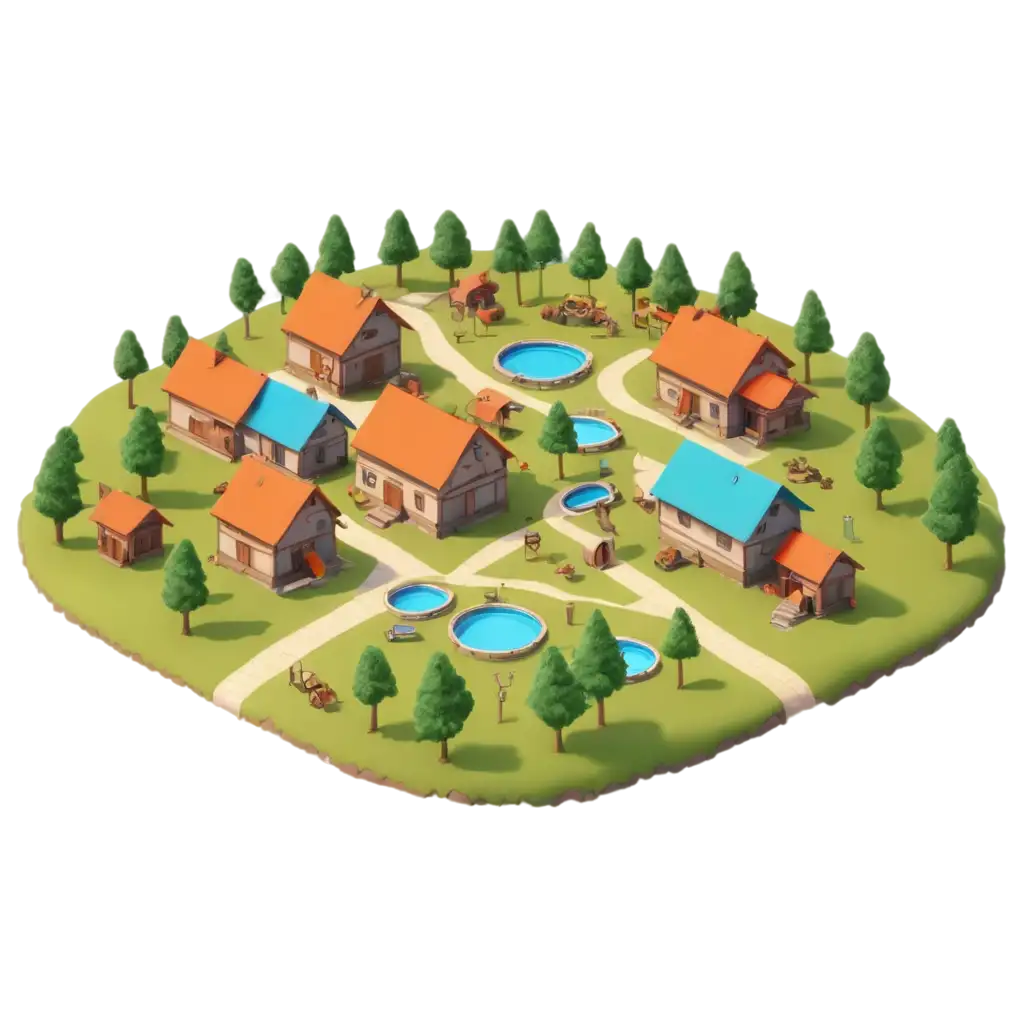 Isometric-3D-Village-PNG-Image-for-Stunning-Visual-Appeal-and-Versatile-Use