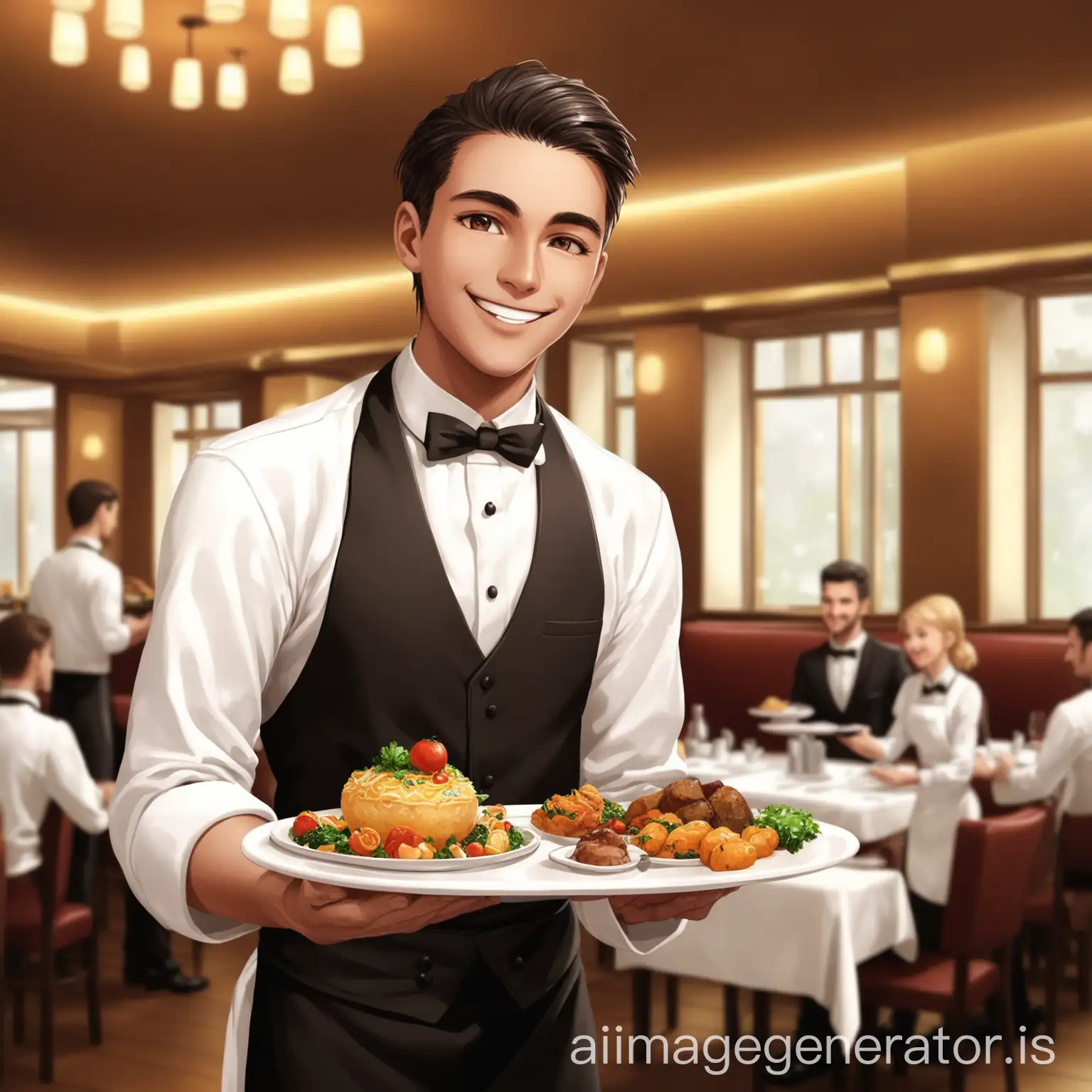 Waiter-Serving-Food-with-a-Smile