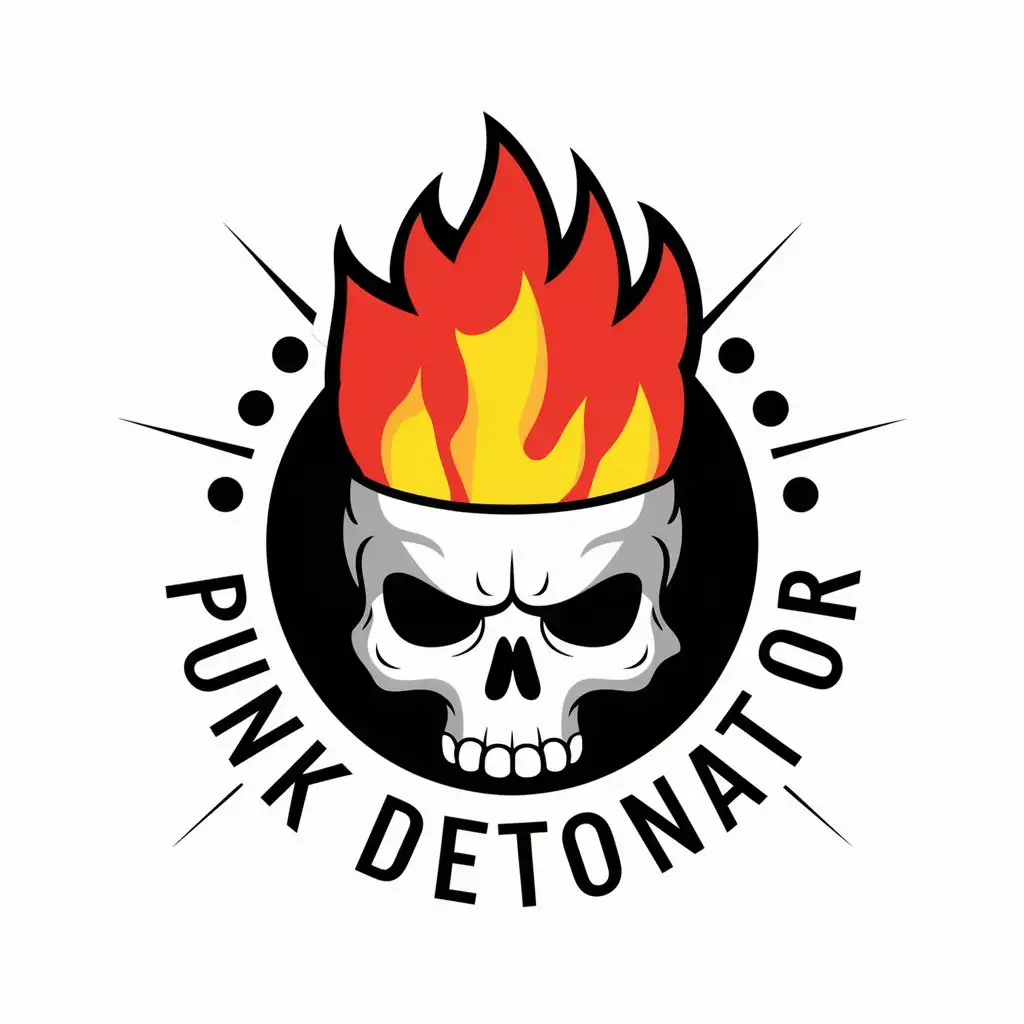 LOGO Design For Punk Detonator Fiery Skull in High Definition on Clear Background