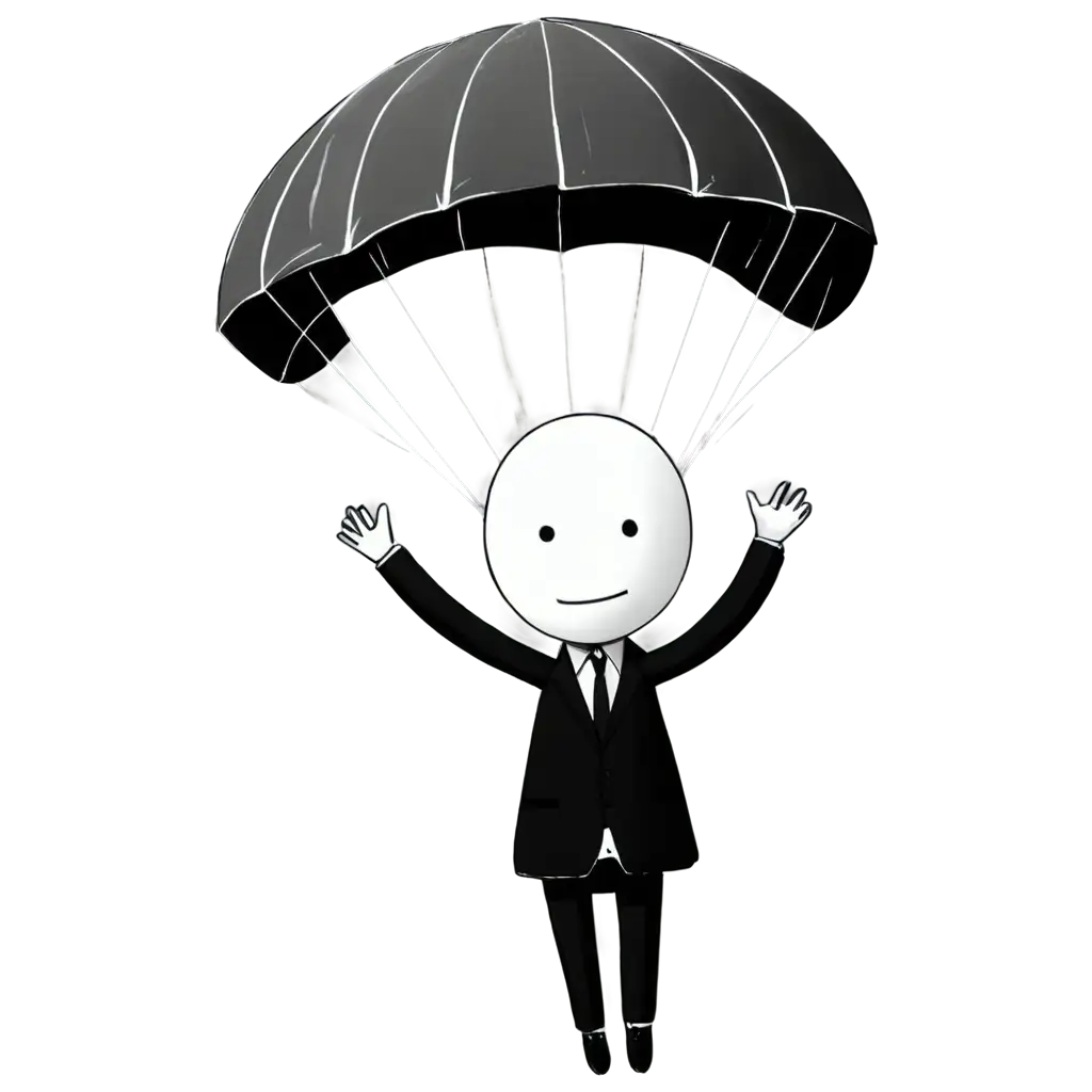 Stickman-Free-Fall-with-Parachute-PNG-HighQuality-Image-for-Versatile-Use