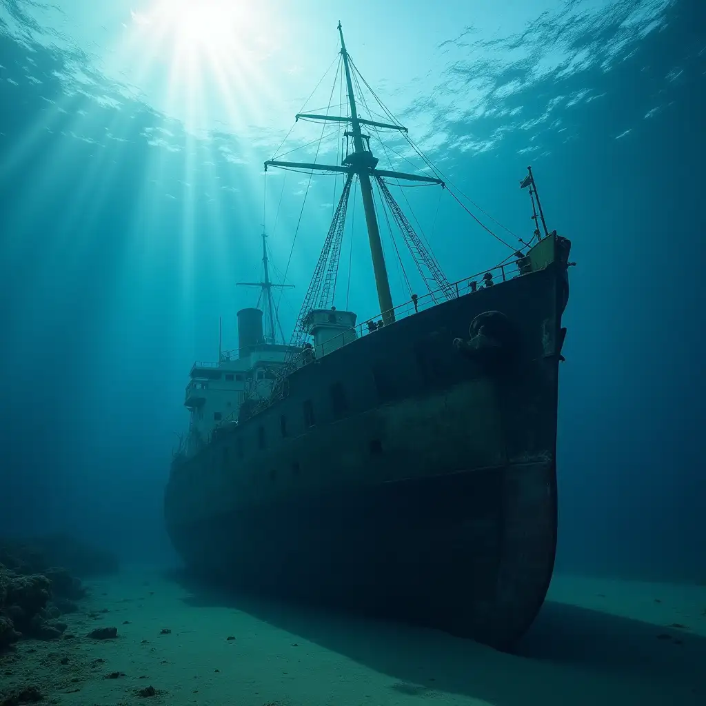 Mysterious-Shipwreck-Beneath-the-Ocean-Waves