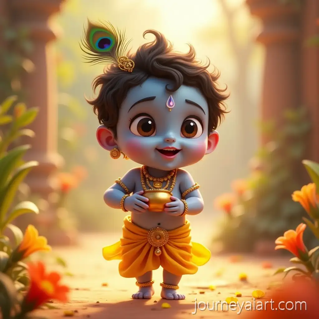 Baby-Krishna-Playfully-DancingBaby-Krishna-Dancing-Joyfully-with-Butter-Pot-in-Vrindavan