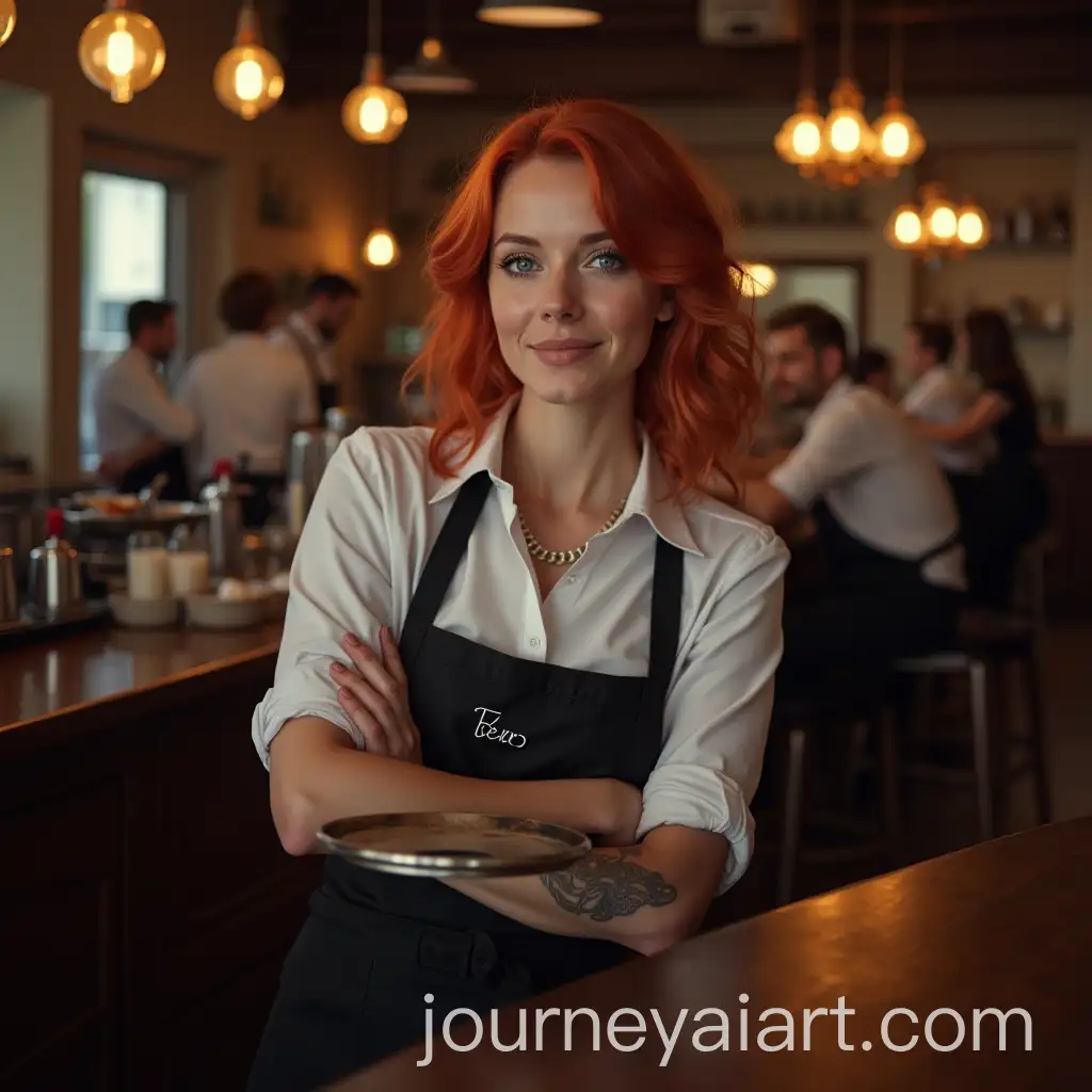 Woman-in-Apron-Falls-with-Coffee-Tray-in-Bar-Scene