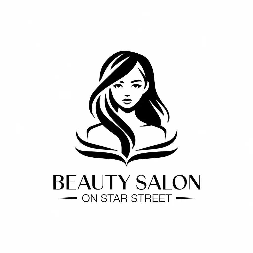 LOGO-Design-For-Beauty-Salon-on-Star-Street-Young-Woman-in-Moderate-Style-for-Beauty-Spa-Industry