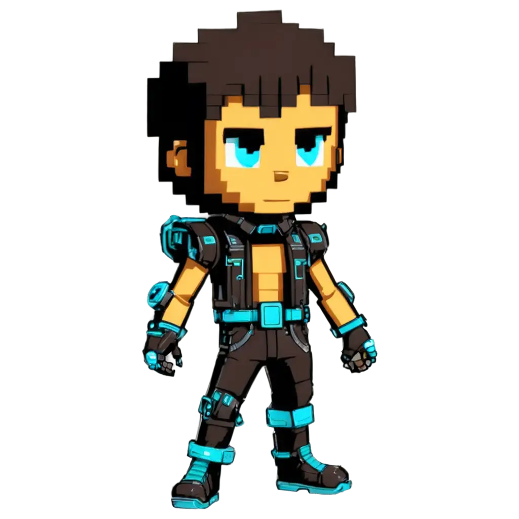 Technopunk-Hero-Videogame-Sprite-PNG-Image-Cyan-Aesthetics-with-Yellow-Light