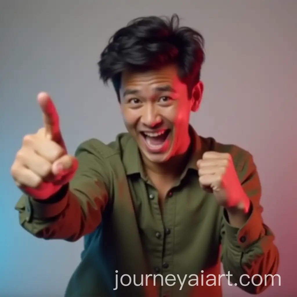 Person-Cheering-and-Pointing-Forward-with-Fist-Pump-in-Excitement