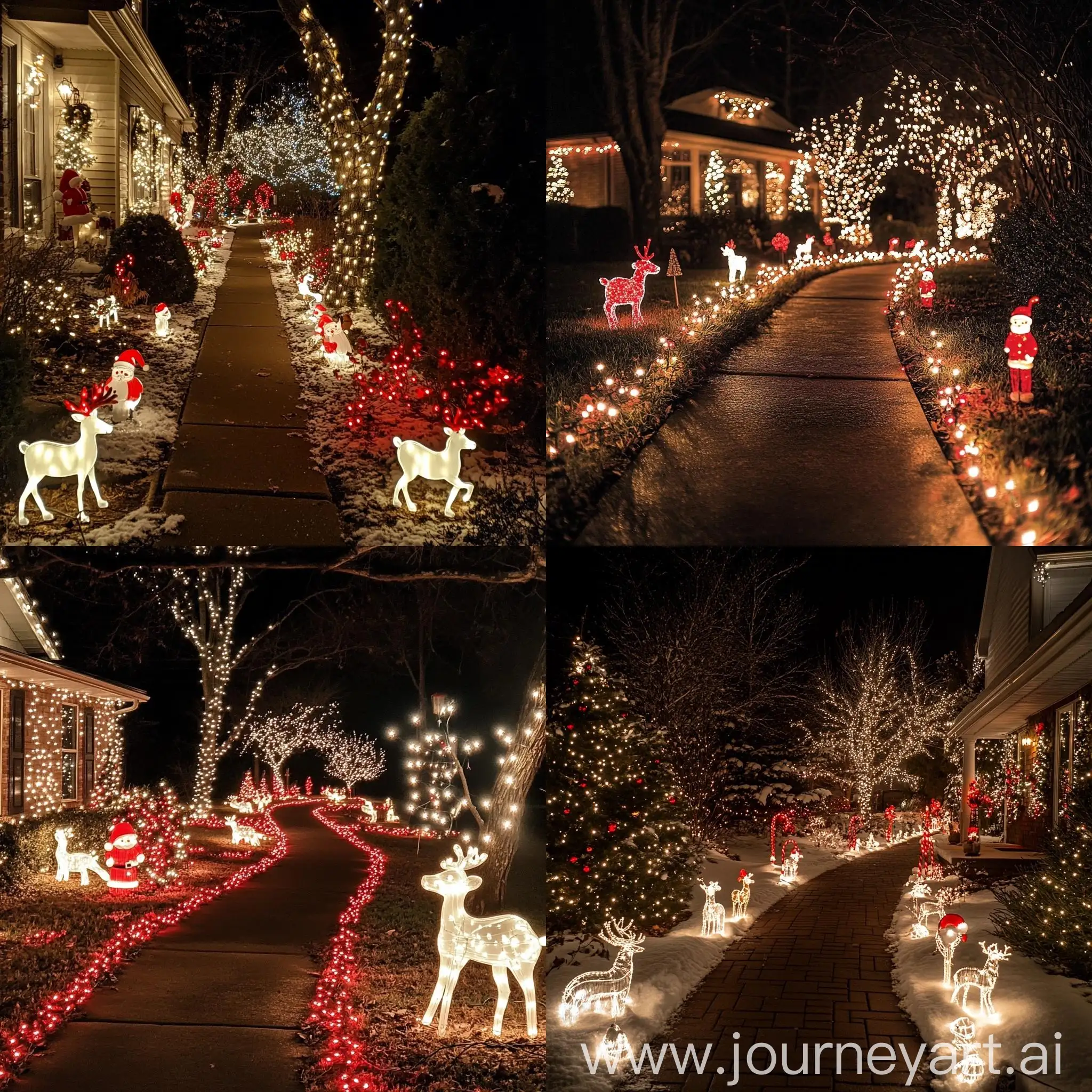 Festive-Christmas-Walkway-Illuminated-with-White-and-Red-Lights