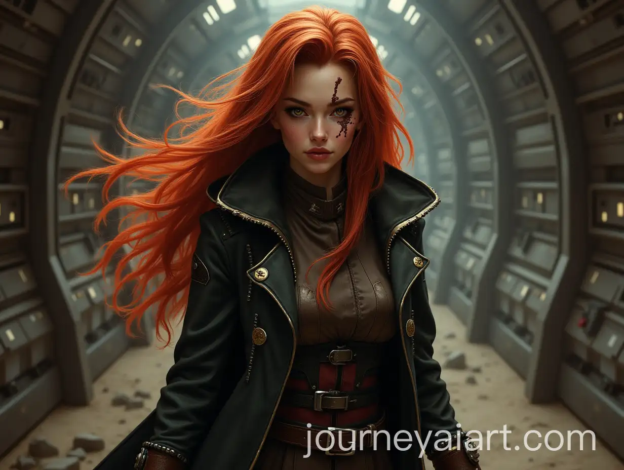 Psyker-GirlAI-Art-Prompt-Expansion-with-Pyromantic-Powers-in-a-Deserted-Warhammer-40k-Spaceship