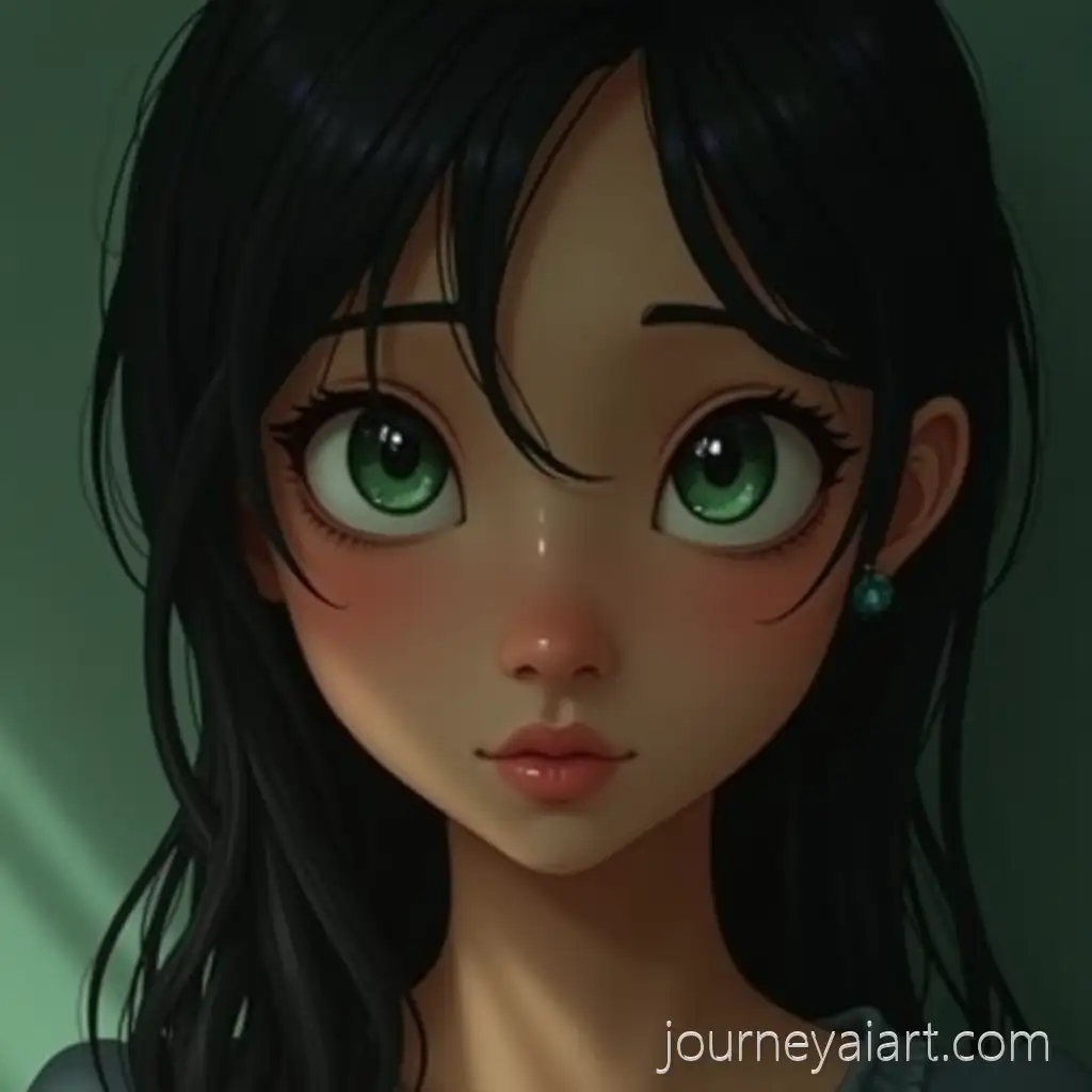 16YearOld-Female-with-Moss-Green-Eyes-in-Dark-Green-andAI-Image-Prompt-Expansion-Black-Dress