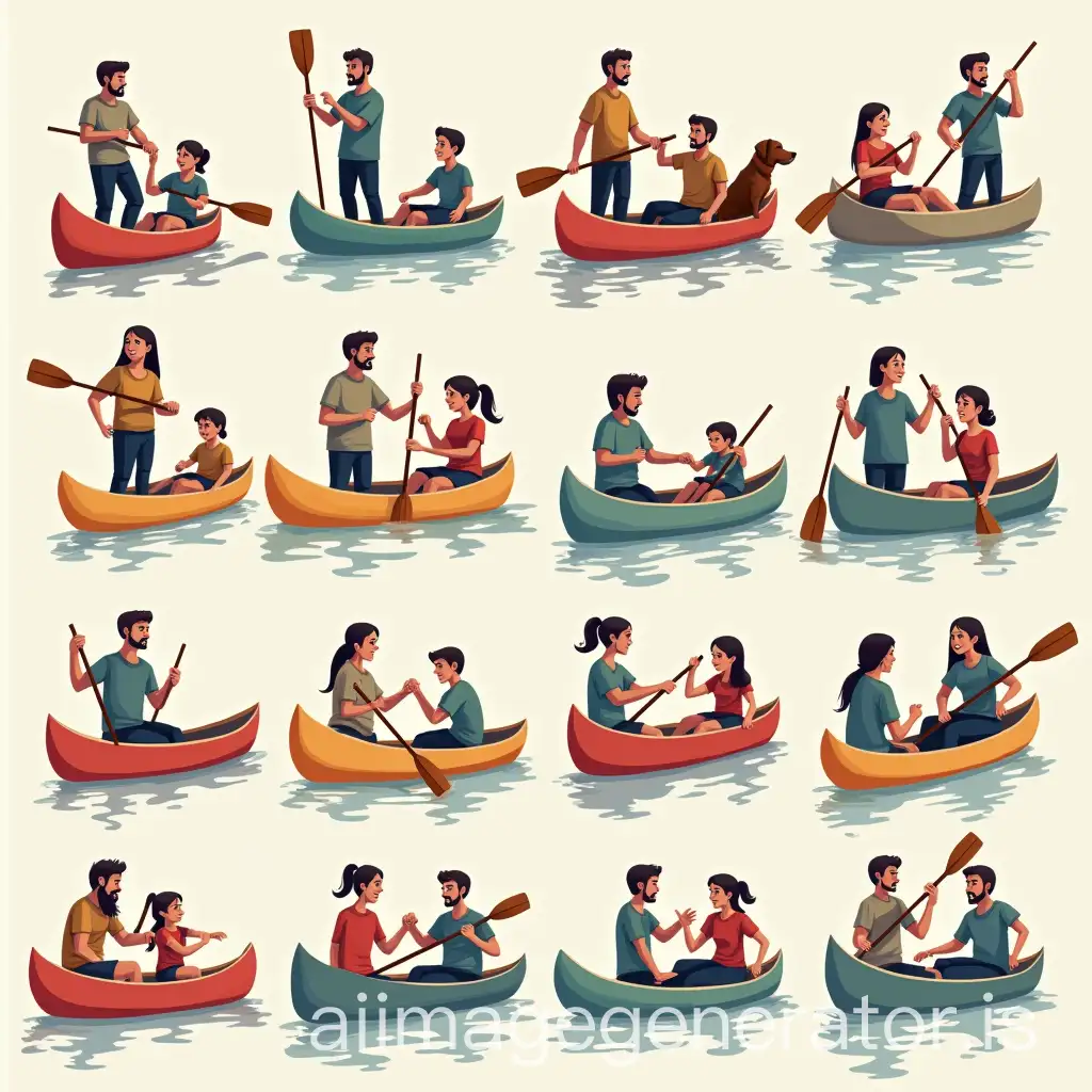 DiverseAI-Image-Expansion-Group-of-People-Canoeing-with-Dogs-Children-and-Various-Accessories