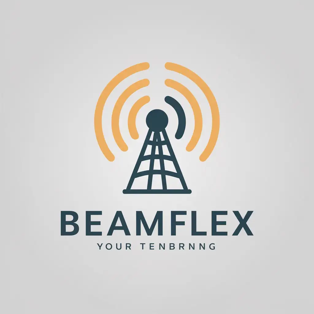 a vector logo design,with the text "BeamFlex", main symbol:Moving light, cell tower, wave signal,Moderate,clear background