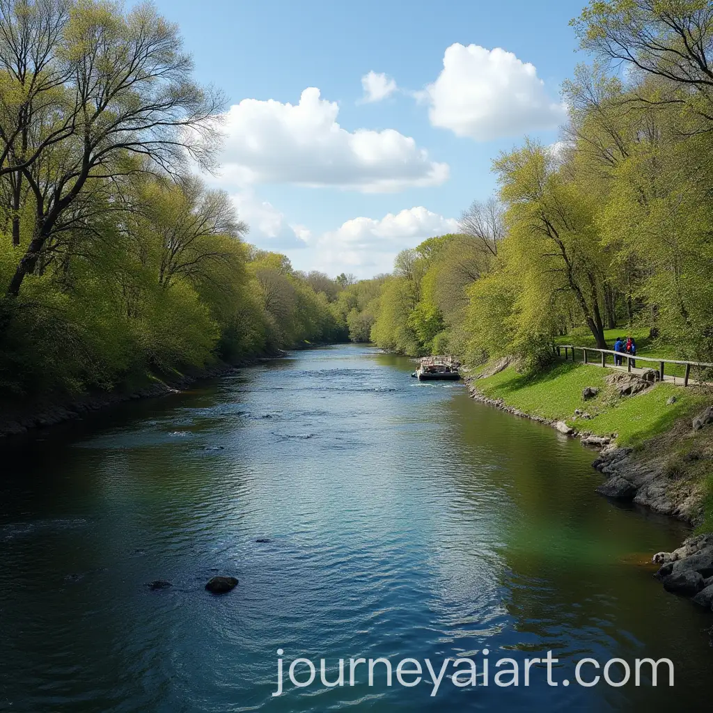 Serene-River-Landscape-with-Calm-Waters-and-Lush-Greenery