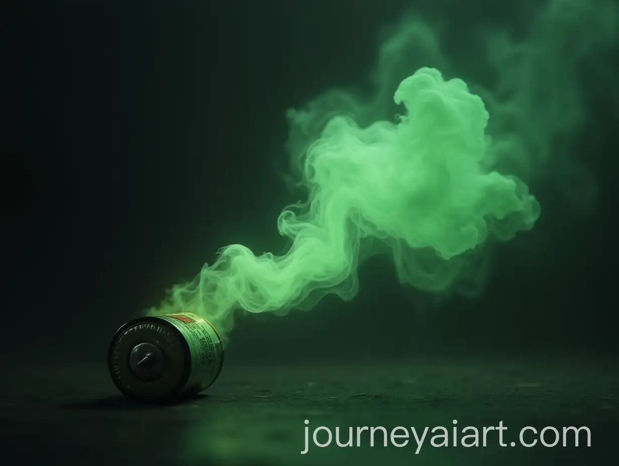 Green-Battery-Burning-and-ReleasingAI-Art-Prompt-Expansion-Smoke-in-Realistic-Art-Style