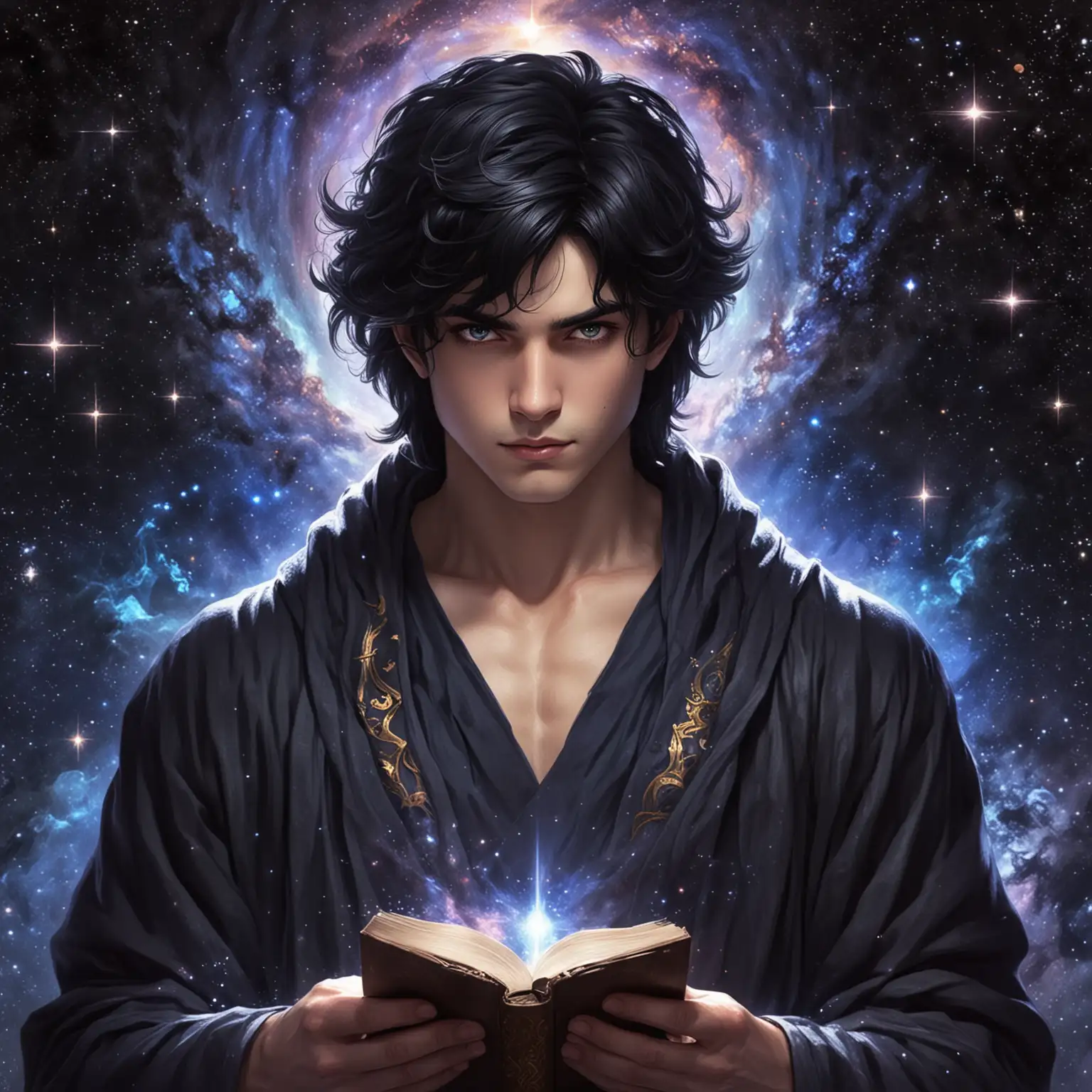 Male-God-of-Wisdom-Surrounded-by-Galaxy-and-Books