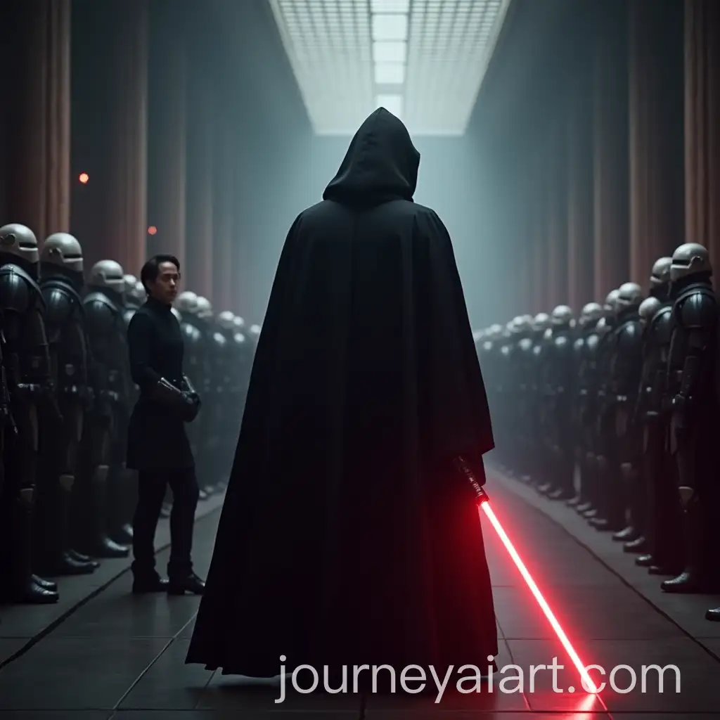 Sith-Lord-with-Red-Lightsaber-in-Futuristic-Hall-with-Armored-Soldiers