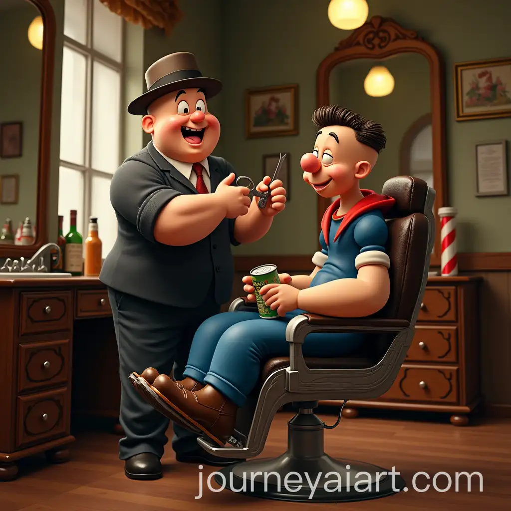 Humorous-Vintage-Barbershop-Scene-with-Popeye-and-Dudu