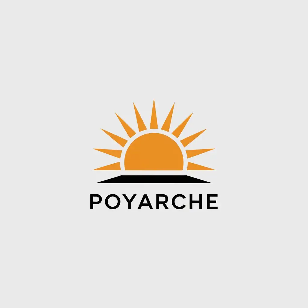 a vector logo design,with the text "Poyarche", main symbol:Sun, bright rays of light,Minimalistic,be used in Others industry,clear background