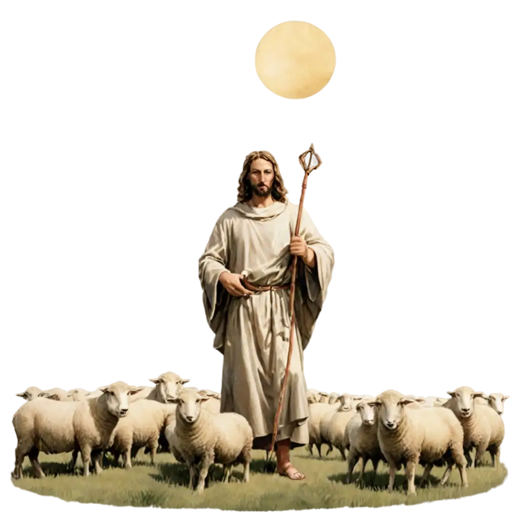 The-Good-Shepherd-PNG-Image-Jesus-and-Sheep-in-a-Symbolic-Pastoral-Scene