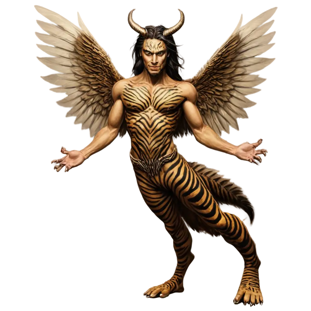 Create-a-PNG-Image-of-a-Vertically-Symmetrical-Monster-with-Half-Human-Half-Tiger-Body-Huge-Wings-Horns-and-Snake-Tail