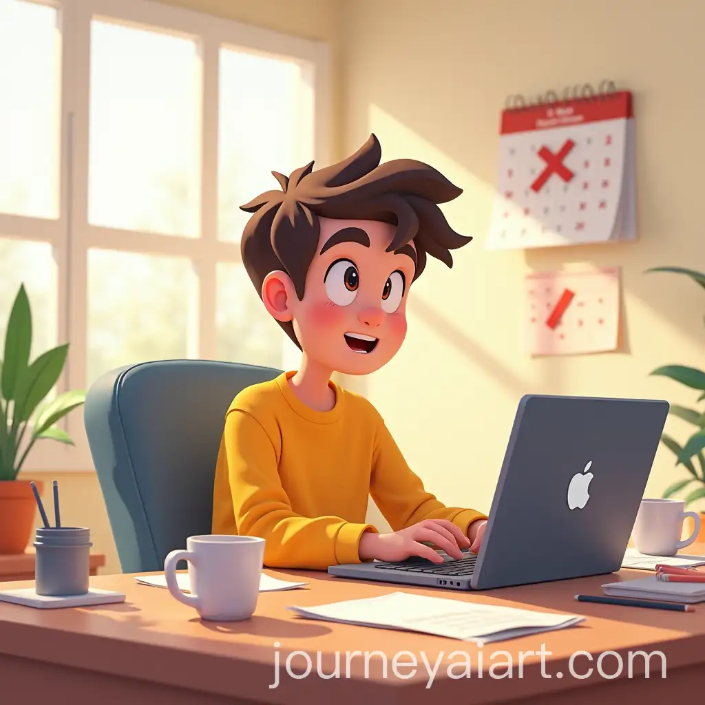 Freelance-Designer-at-Work-with-Messy-Desk-and-Inbox-Empty