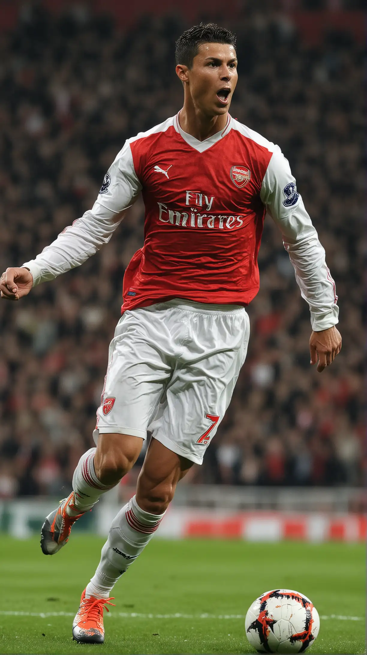 Cristiano Ronaldo in an Arsenal Jersey on the Field