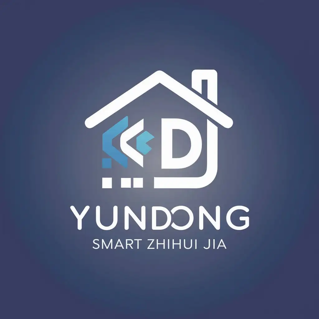 LOGO-Design-for-Yundong-Zhihui-Jia-Minimalistic-Smart-Home-Tech-Logo-in-Gradient-Blue