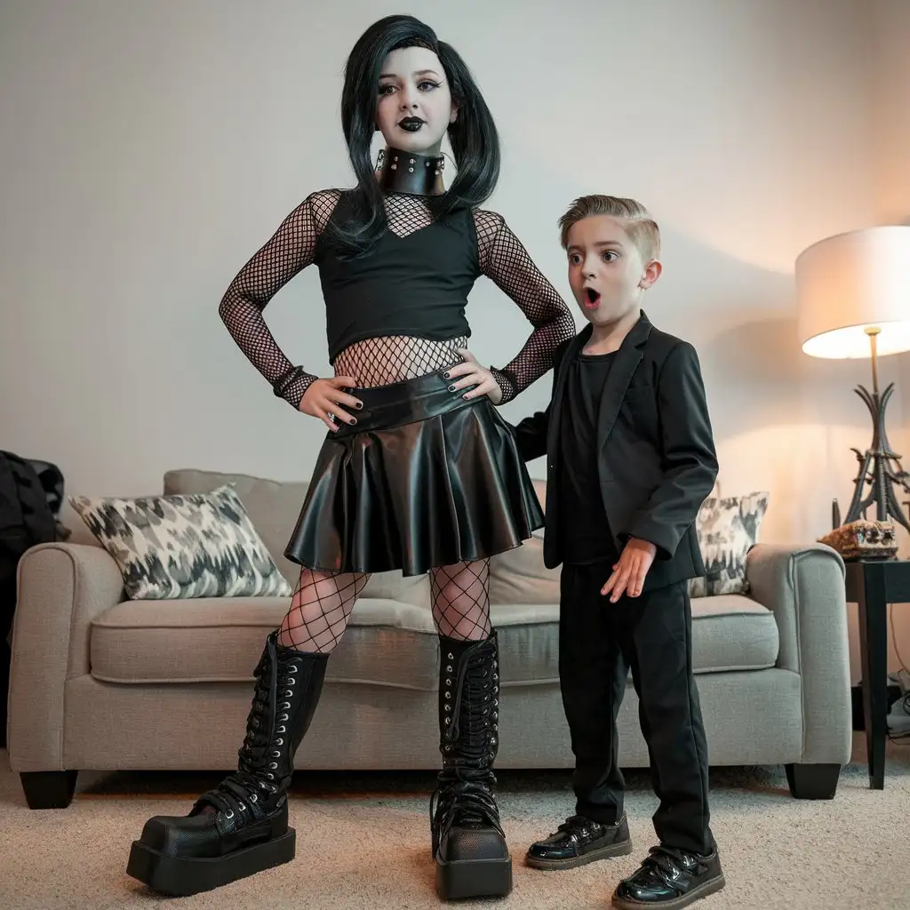 12YearOld-American-Goth-Femboy-Surprises-Little-Brother-with-Gothic-Style-Outfit