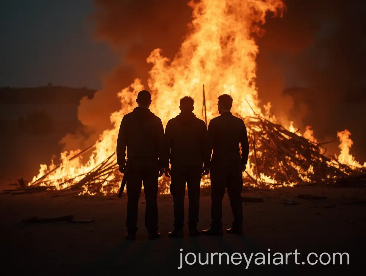Four-Enemies-Among-Ashes-andAI-Art-Prompt-Expansion-Fire-in-a-Desolate-Ruin