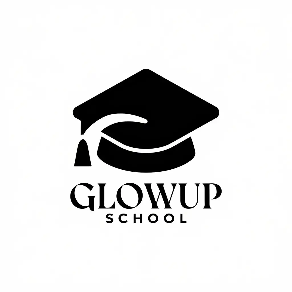 LOGO Design for Glowup School Elegant Black White Shape Symbolizing High Quality in Education