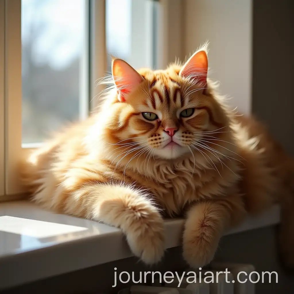 Cuddly-Cat-Enjoying-Sunshine-on-a-Cozy-Windowsill