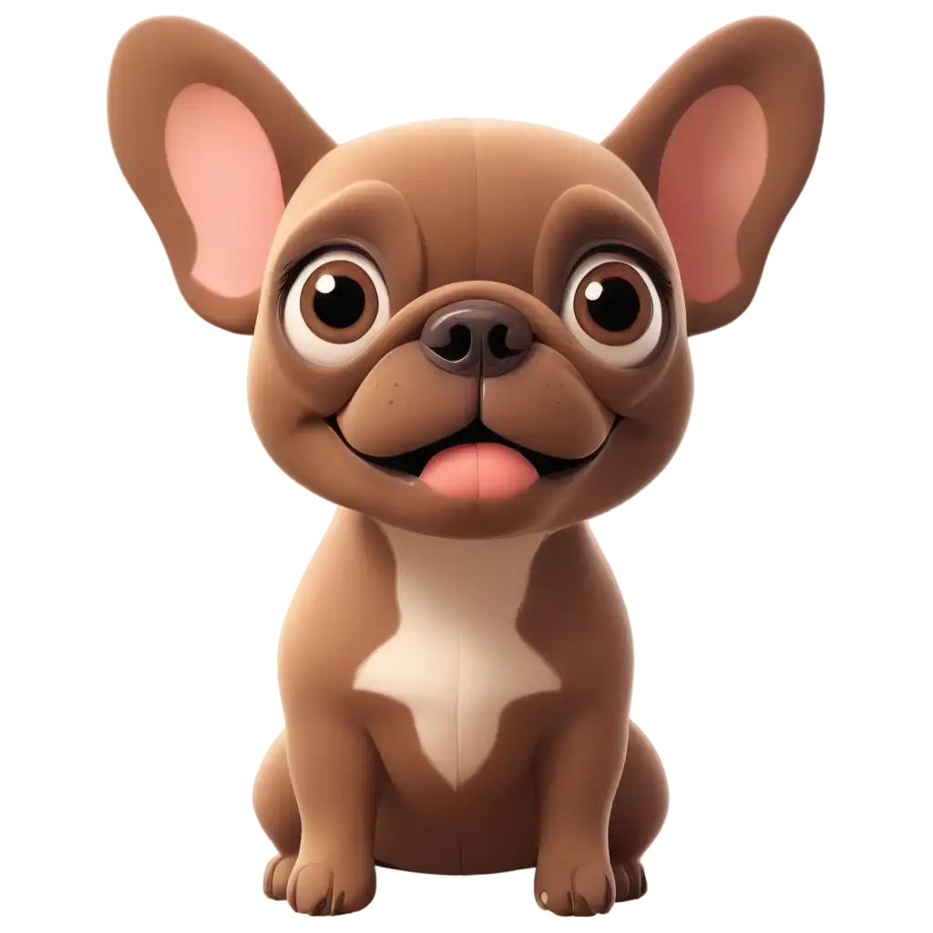 a cartoon pixar style brown French bulldog