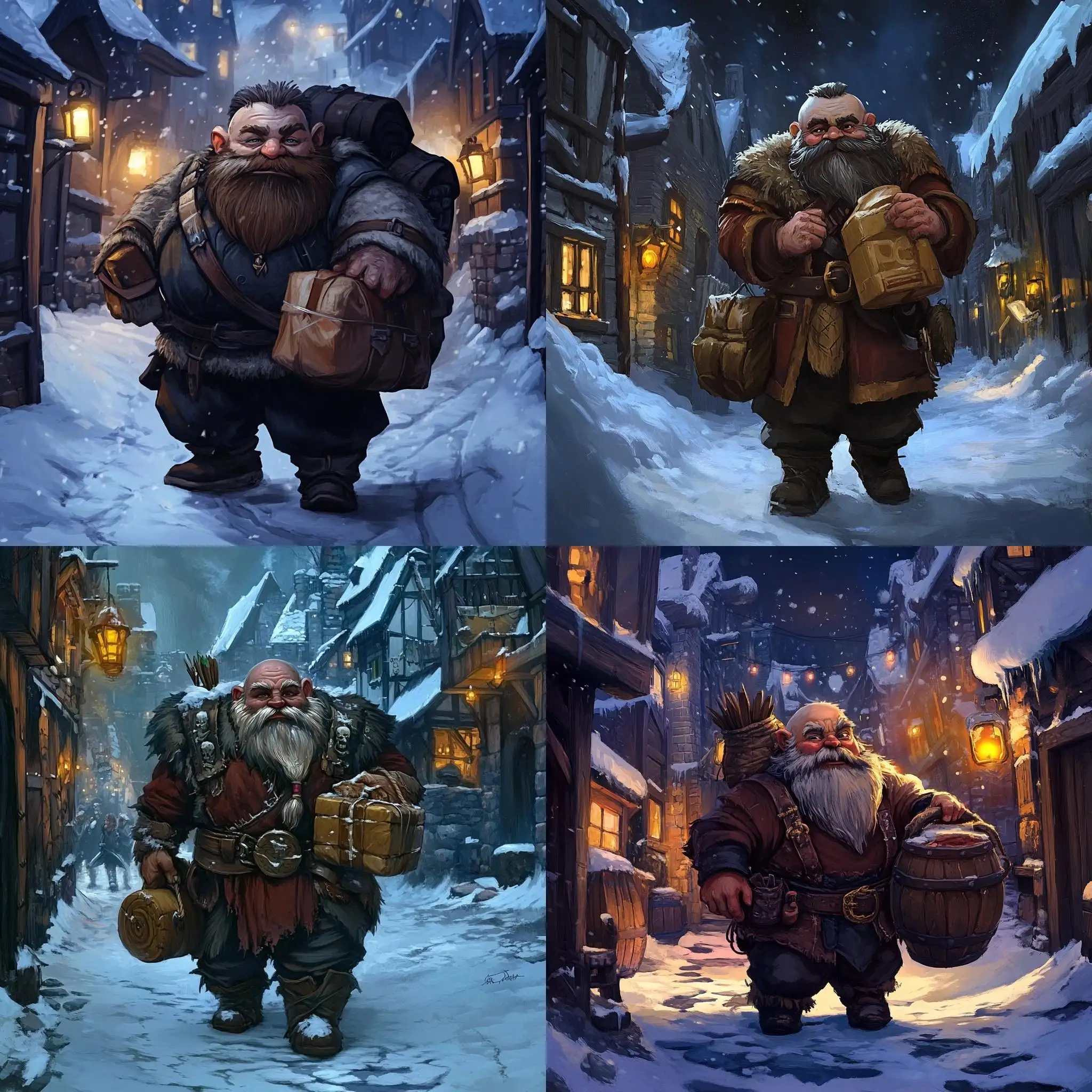 Barbarian-Mountain-Dwarf-Smuggling-Goods-in-a-Snowy-Back-Alley-at-Night