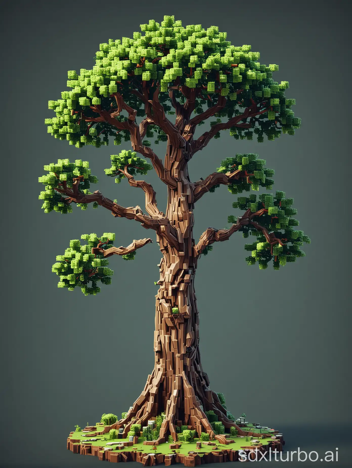 Alien-Tree-in-Voxel-Style-Graphics