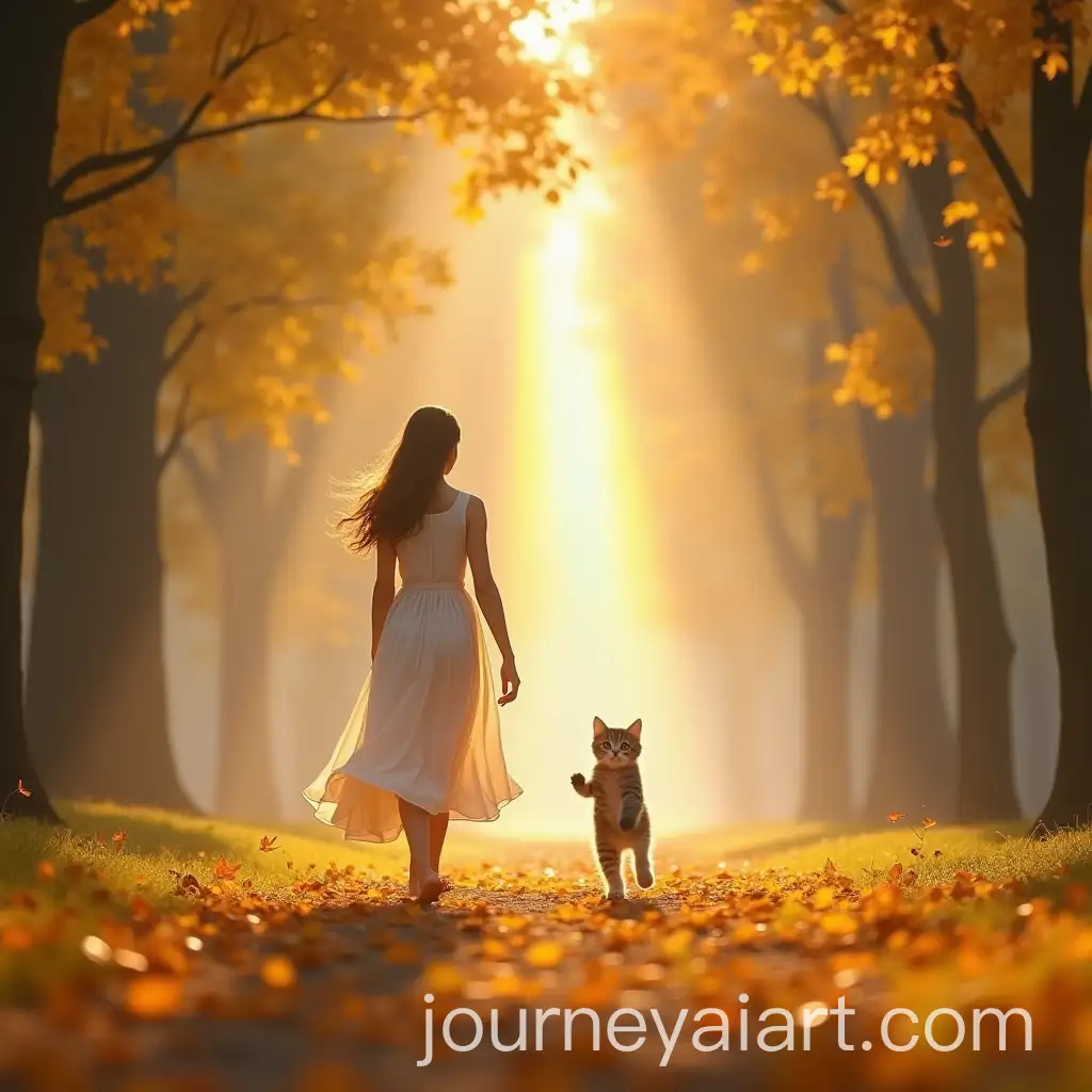 Magical-Reunion-of-Woman-and-Reincarnated-Kitten-in-Autumn-Park