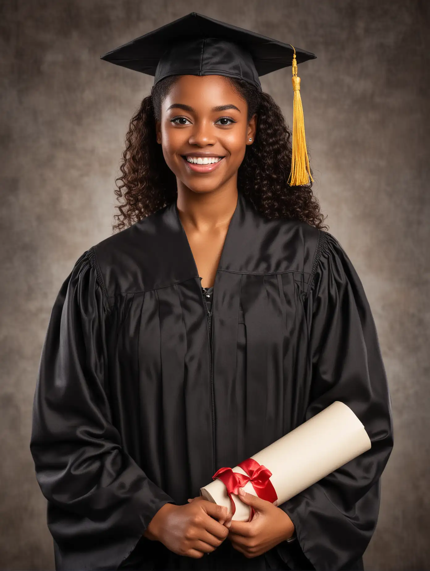 black female student smiling diploma winner