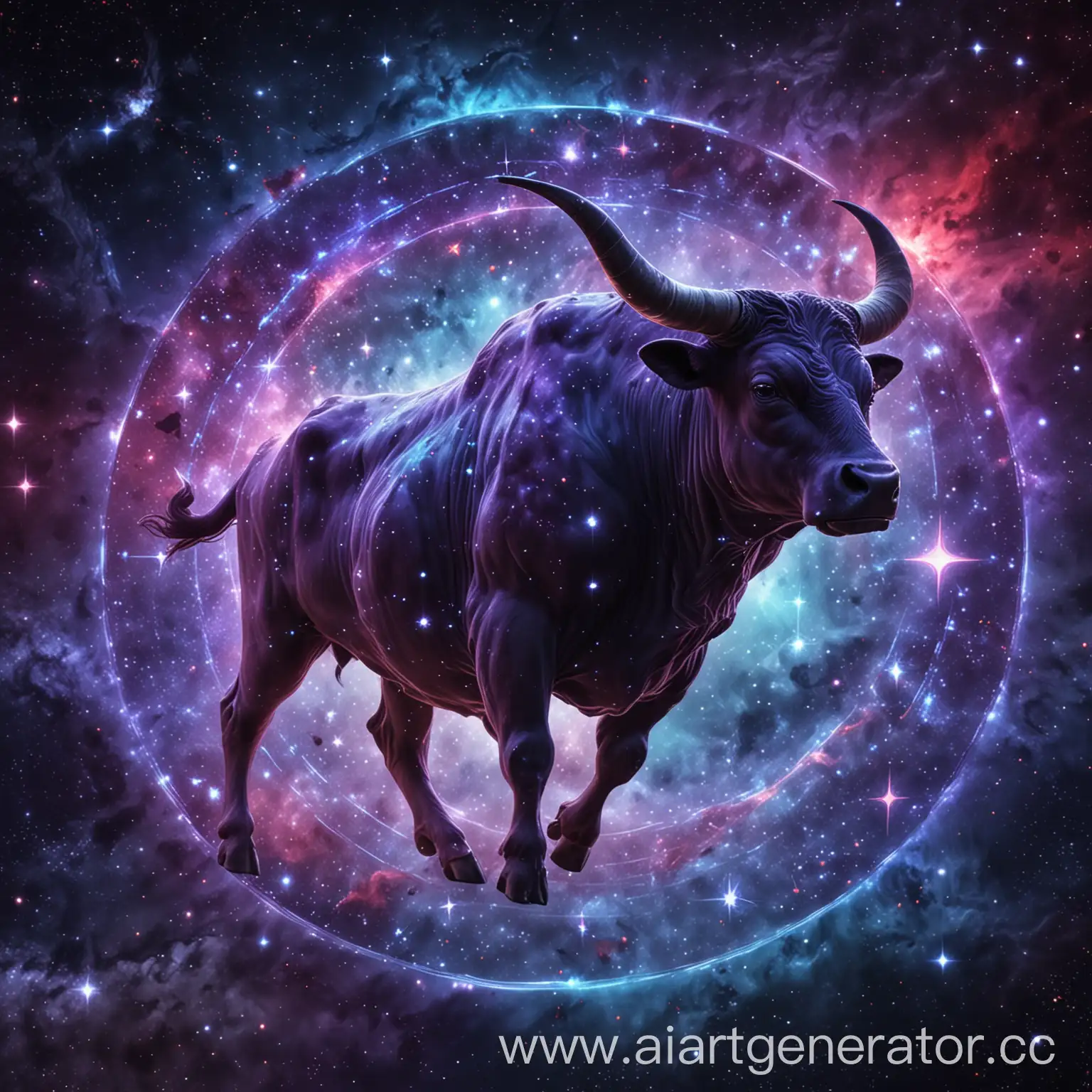 Cosmic-Taurus-Zodiac-Sign-in-Blue-and-Purple-Space