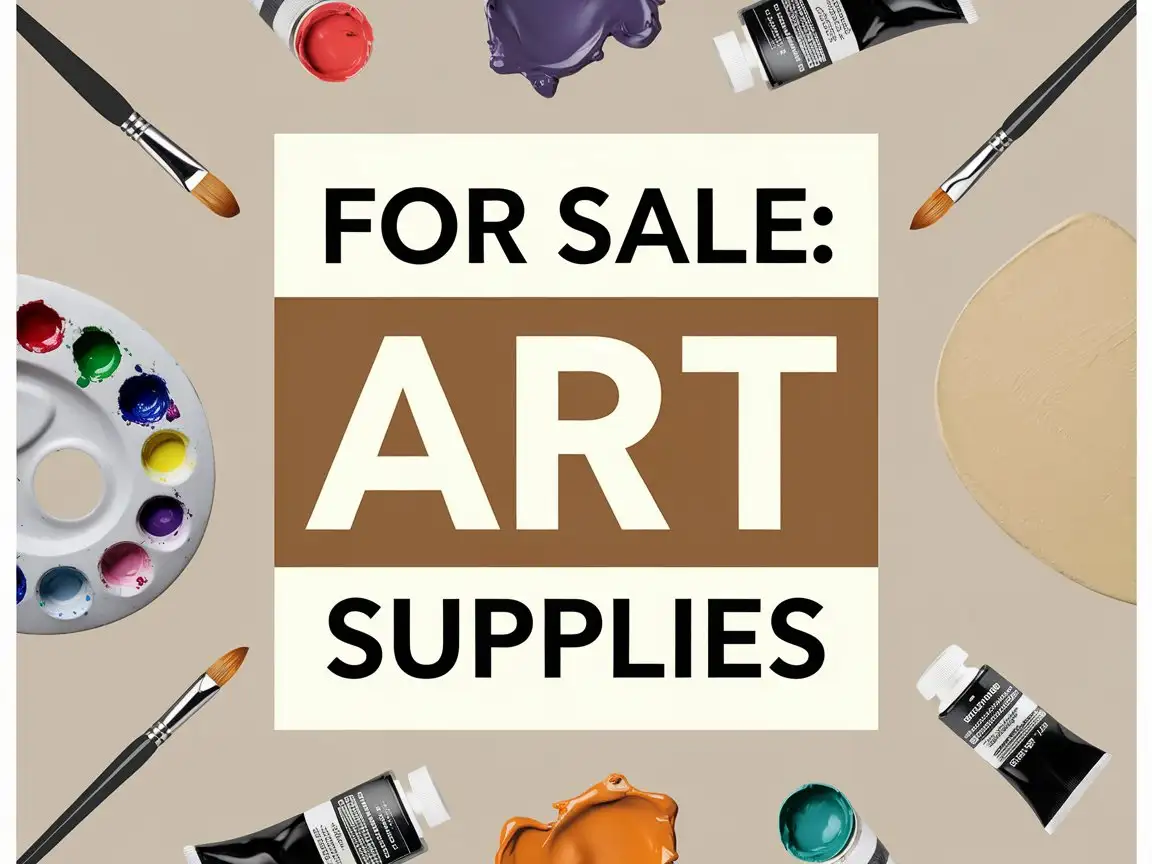 poster for art supplies that says 'For sale'