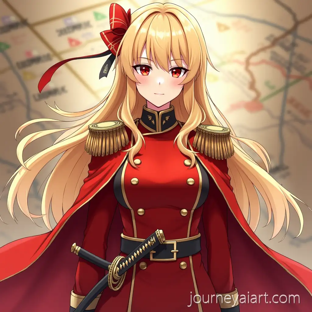 Yoimiya-in-Elegant-Military-Uniform-with-Strategic-Battlefield-Background