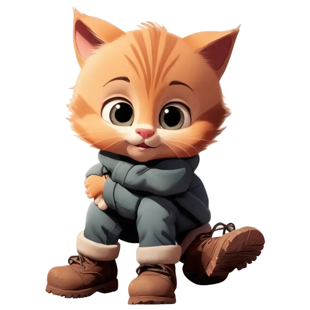 Adorable-Kittens-with-Boots-in-Baby-Style-Disney-Animated-Drawing-PNG-for-HighQuality-Use