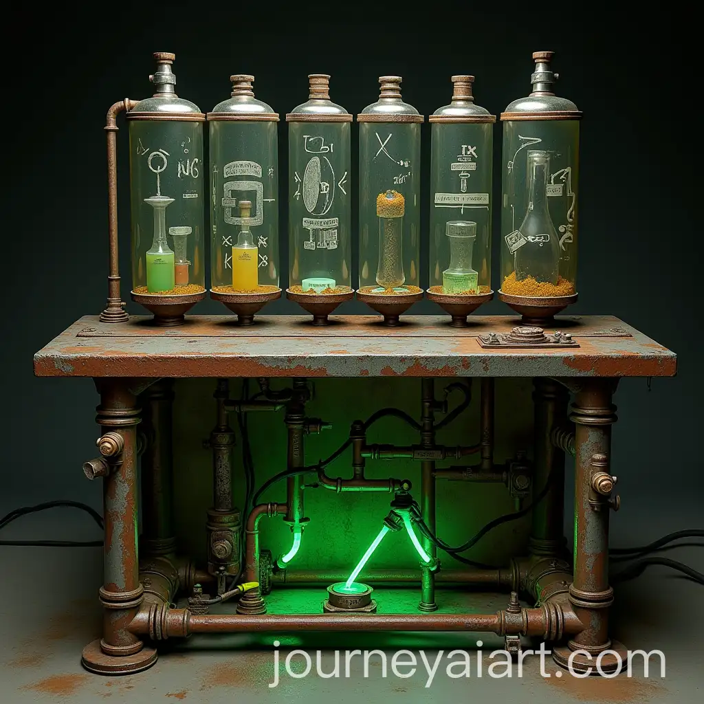 IndustrialStyle-Antidote-Extraction-Table-with-Neon-Glow-and-Corroded-Pipes